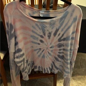 Spiral Tie-Dye Sweatshirt - Pink and Blue waffle fabric